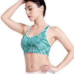Turquoise Tie Dye Print Women's Sports Bra