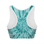 Turquoise Tie Dye Print Women's Sports Bra