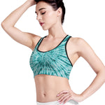 Turquoise Tie Dye Print Women's Sports Bra
