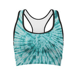 Turquoise Tie Dye Print Women's Sports Bra