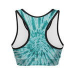 Turquoise Tie Dye Print Women's Sports Bra
