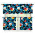 Turquoise Tropical Hawaii Pattern Print 3 Piece Kitchen Curtains