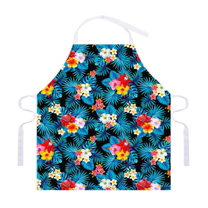 Turquoise Tropical Hawaii Pattern Print Adjustable Apron