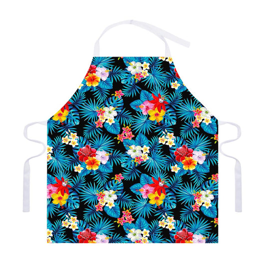 Turquoise Tropical Hawaii Pattern Print Adjustable Apron