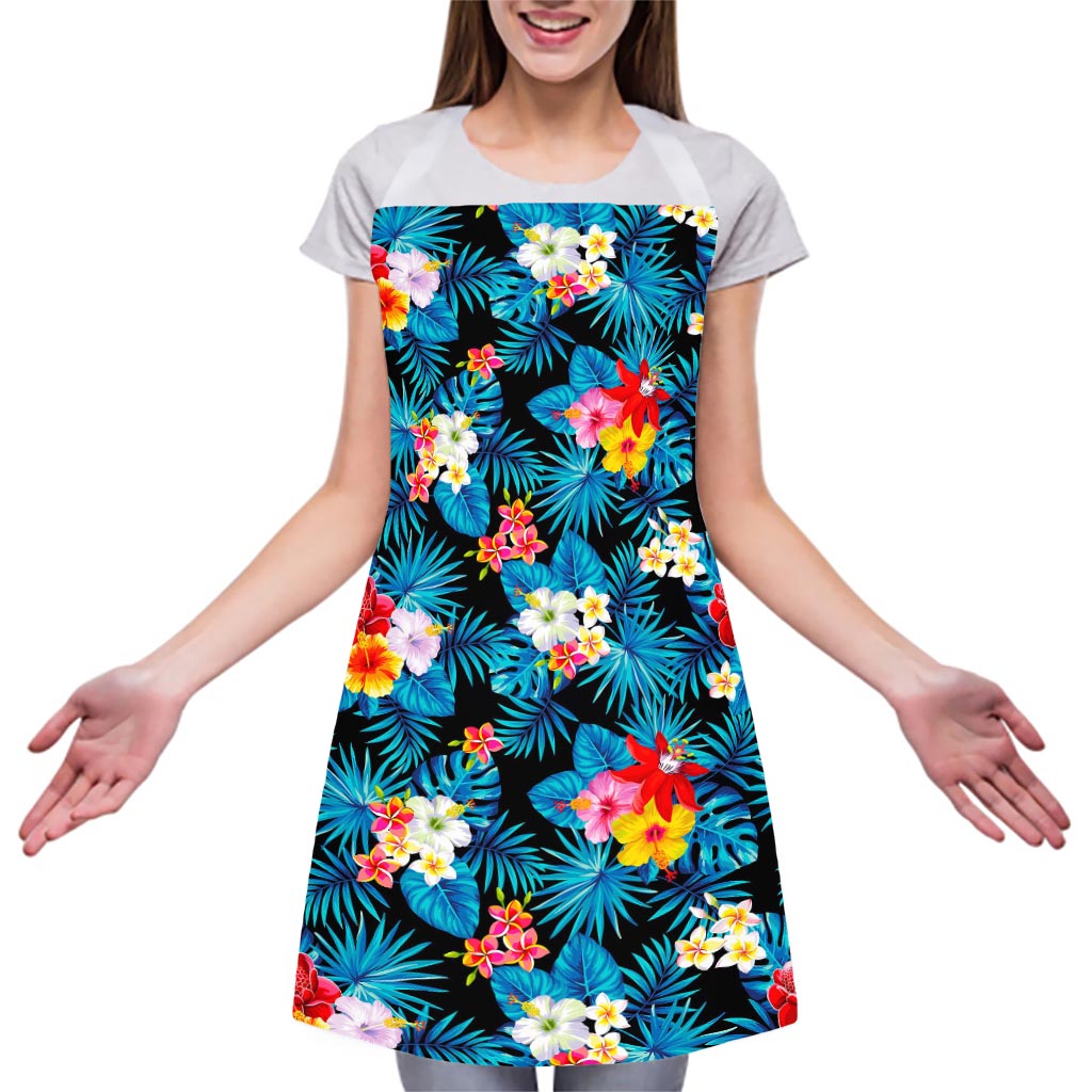 Turquoise Tropical Hawaii Pattern Print Adjustable Apron