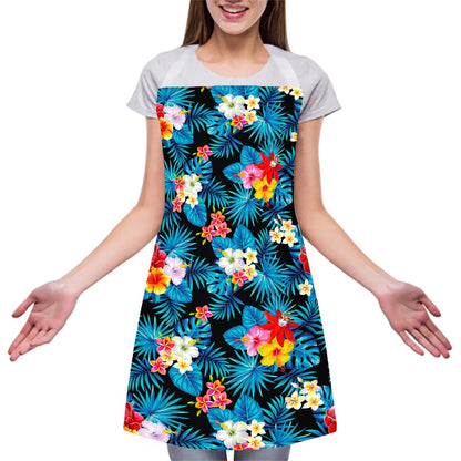 Turquoise Tropical Hawaii Pattern Print Adjustable Apron