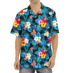 Turquoise Tropical Hawaii Pattern Print Aloha Shirt