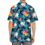 Turquoise Tropical Hawaii Pattern Print Aloha Shirt
