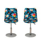Turquoise Tropical Hawaii Pattern Print Bar Stool Covers