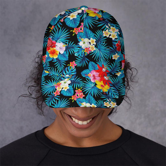 Turquoise Tropical Hawaii Pattern Print Baseball Cap