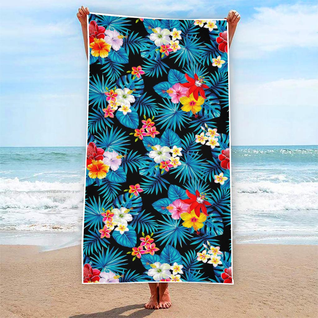 Turquoise Tropical Hawaii Pattern Print Beach Towel