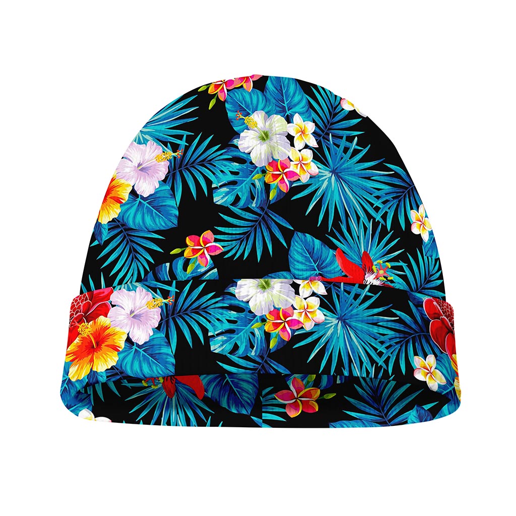 Turquoise Tropical Hawaii Pattern Print Beanie