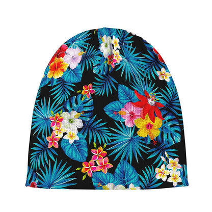 Turquoise Tropical Hawaii Pattern Print Beanie
