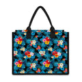 Turquoise Tropical Hawaii Pattern Print Canvas Tote Bag