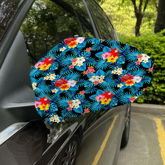 Turquoise Tropical Hawaii Pattern Print Car Side Mirror Covers