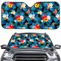Turquoise Tropical Hawaii Pattern Print Car Windshield Sun Shade