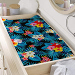 Turquoise Tropical Hawaii Pattern Print Changing Pad Cover