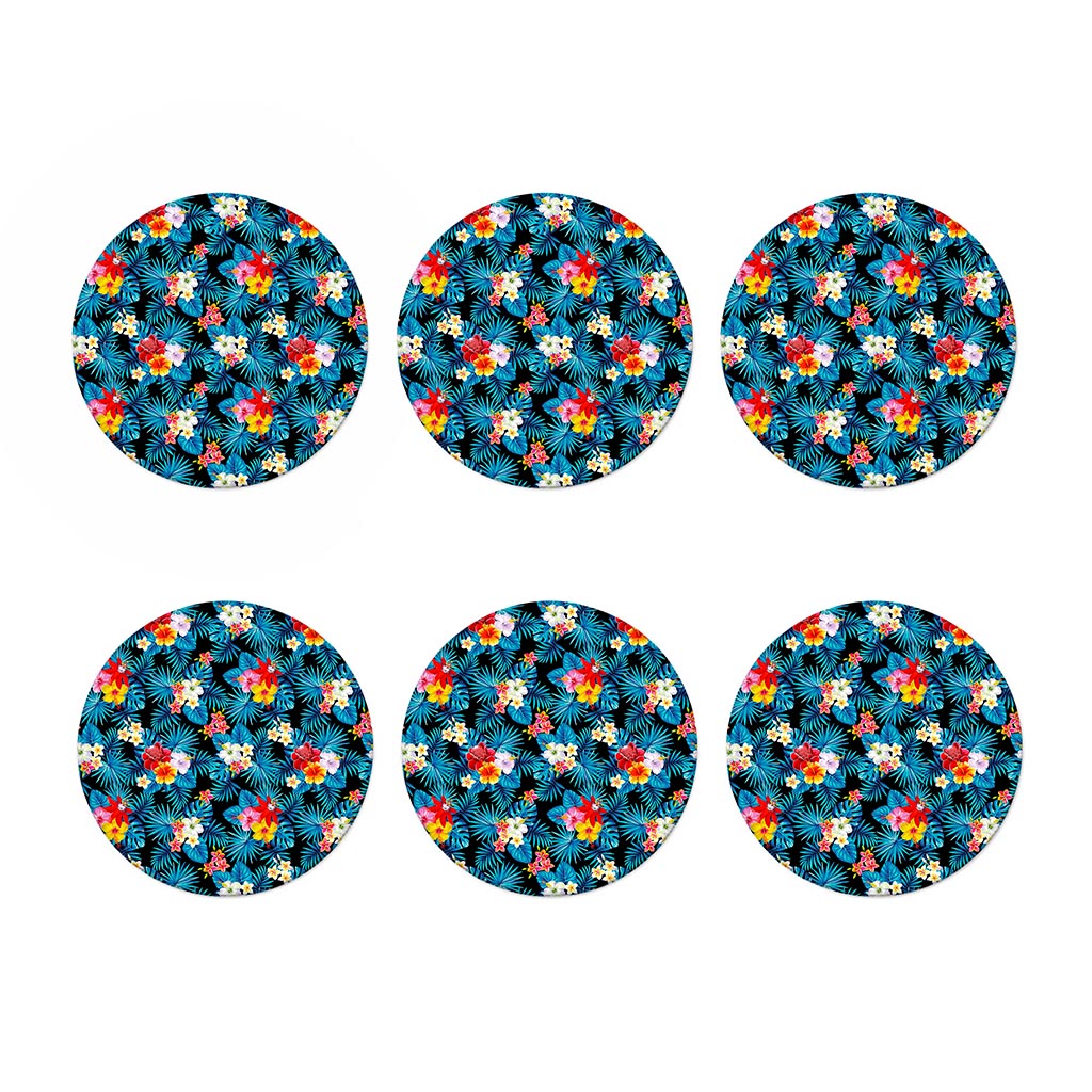 Turquoise Tropical Hawaii Pattern Print Coaster Set
