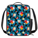 Turquoise Tropical Hawaii Pattern Print Crossbody Lunch Bag