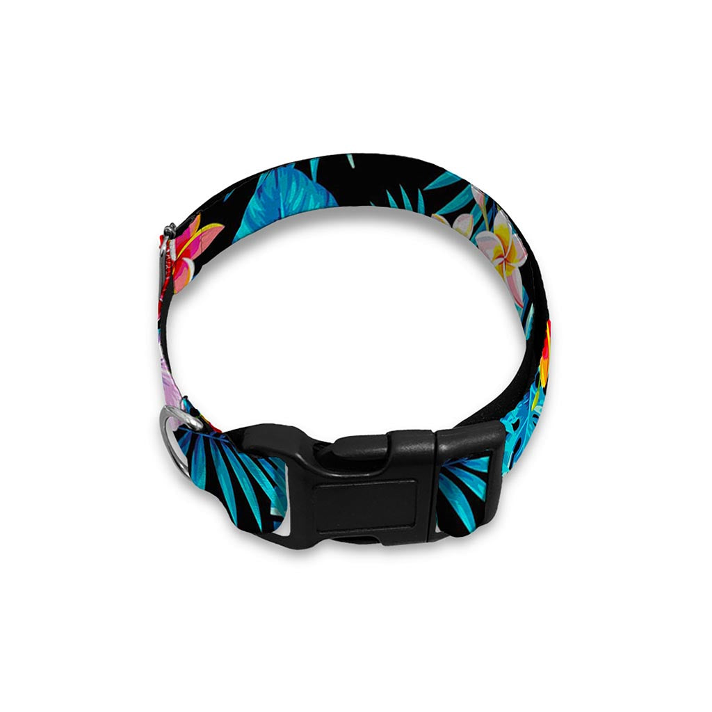 Turquoise Tropical Hawaii Pattern Print Dog Collar