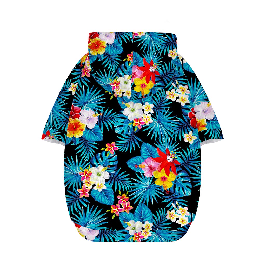 Turquoise Tropical Hawaii Pattern Print Dog Zip Up Hoodie