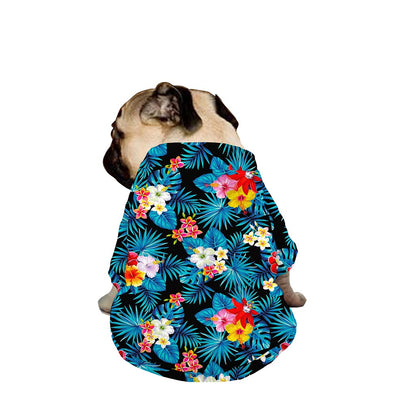 Turquoise Tropical Hawaii Pattern Print Dog Zip Up Jacket