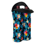 Turquoise Tropical Hawaii Pattern Print Double Neoprene Wine Tote