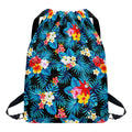 Turquoise Tropical Hawaii Pattern Print Drawstring Backpack