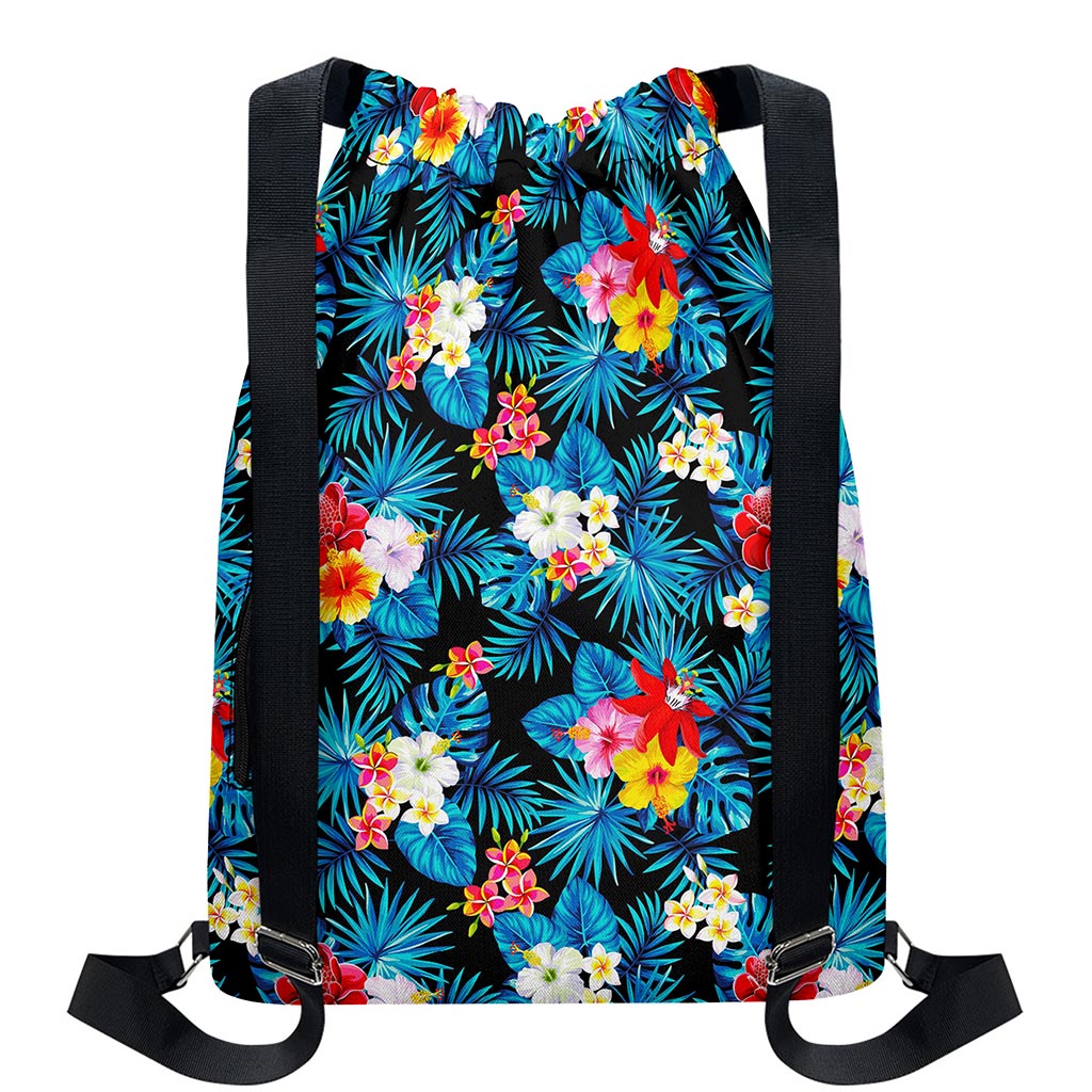 Turquoise Tropical Hawaii Pattern Print Drawstring Backpack