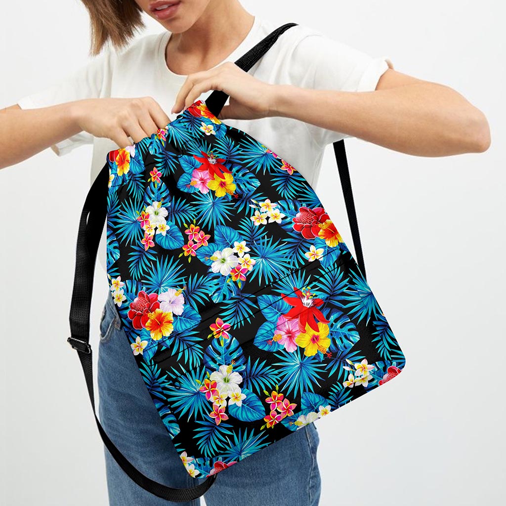 Turquoise Tropical Hawaii Pattern Print Drawstring Backpack