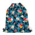 Turquoise Tropical Hawaii Pattern Print Drawstring Bag