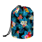 Turquoise Tropical Hawaii Pattern Print Drawstring Makeup Bag