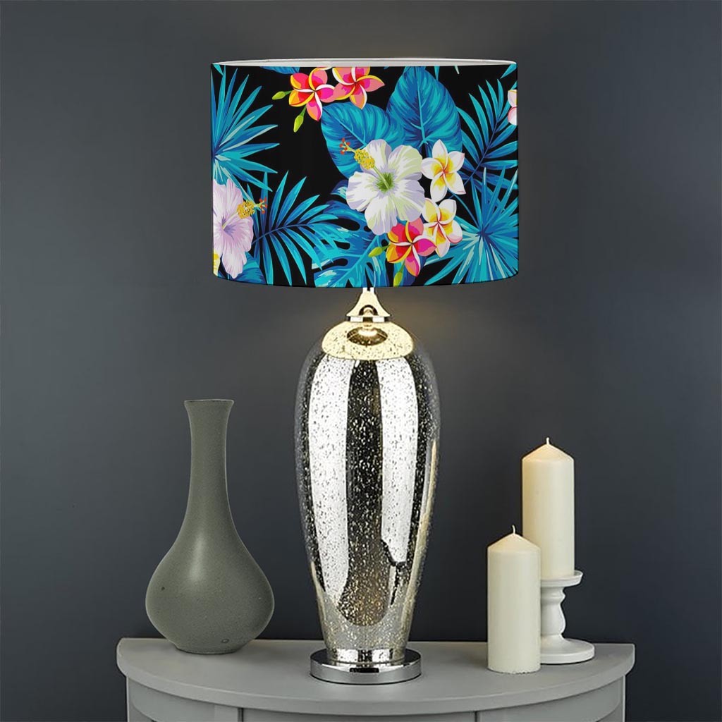 Turquoise Tropical Hawaii Pattern Print Drum Lamp Shade