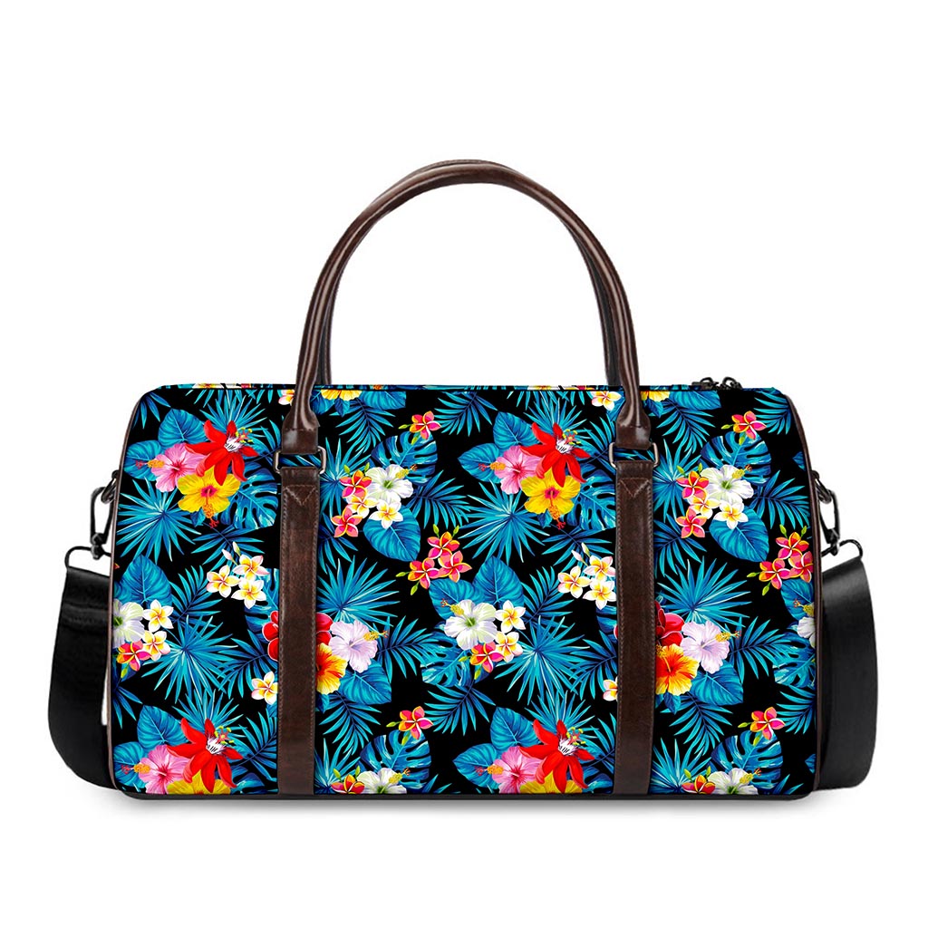 Turquoise Tropical Hawaii Pattern Print Duffle Bag