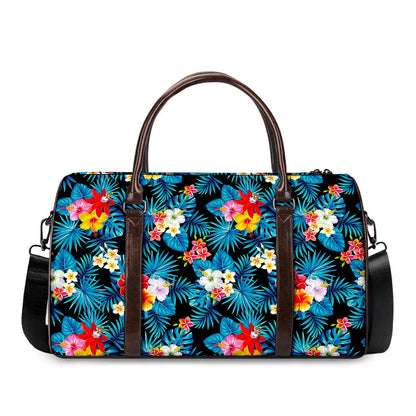 Turquoise Tropical Hawaii Pattern Print Duffle Bag