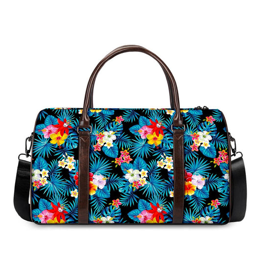 Turquoise Tropical Hawaii Pattern Print Duffle Bag