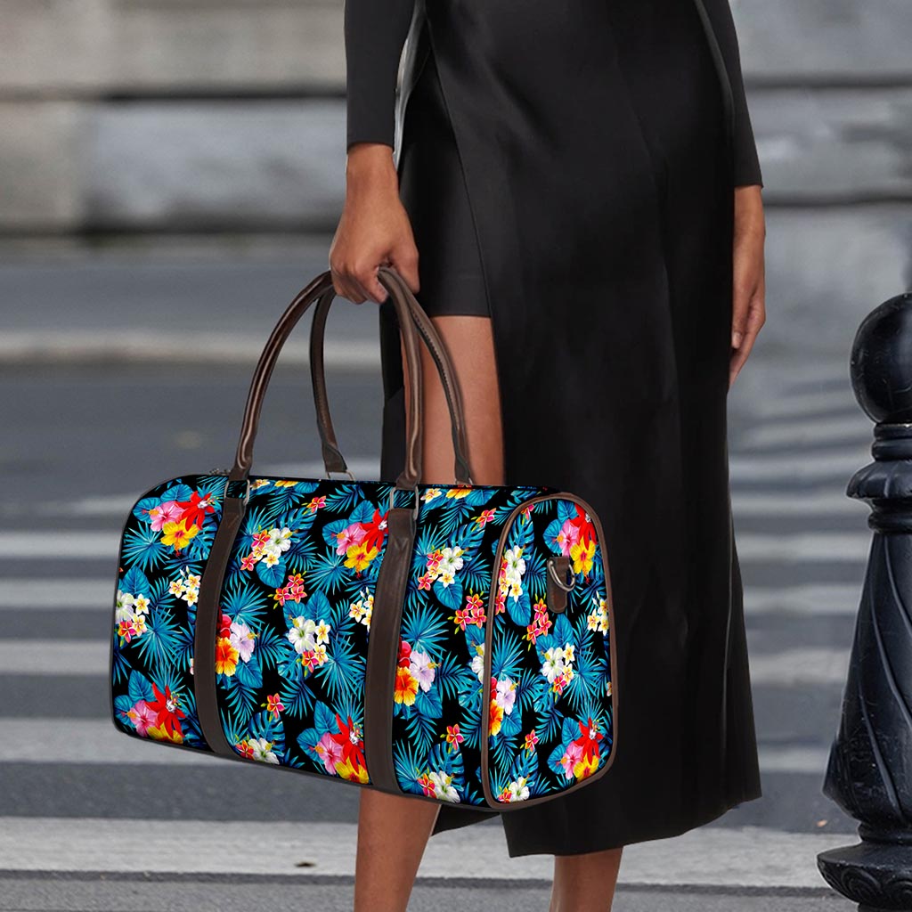 Turquoise Tropical Hawaii Pattern Print Duffle Bag