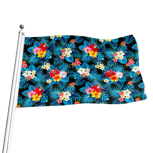 Turquoise Tropical Hawaii Pattern Print Flag