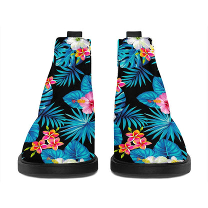 Turquoise Tropical Hawaii Pattern Print Flat Ankle Boots