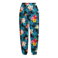 Turquoise Tropical Hawaii Pattern Print Fleece Lined Knit Pants
