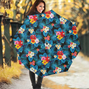 Turquoise Tropical Hawaii Pattern Print Foldable Umbrella