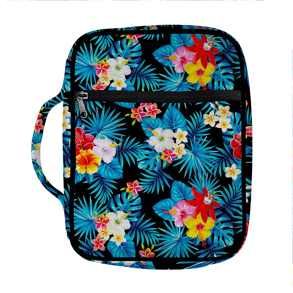 Turquoise Tropical Hawaii Pattern Print Front Pocket Bible Bag