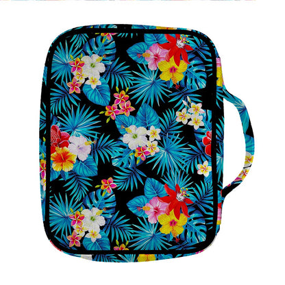 Turquoise Tropical Hawaii Pattern Print Front Pocket Bible Bag