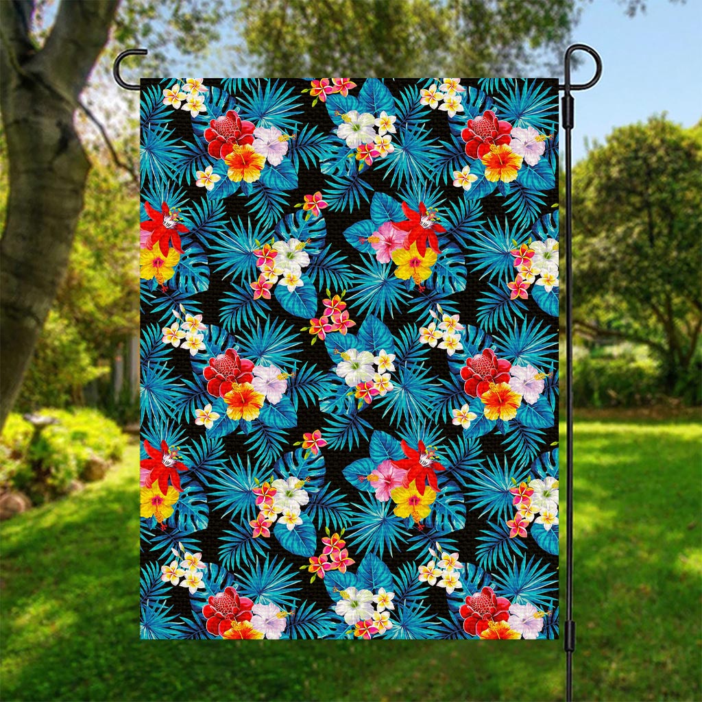Turquoise Tropical Hawaii Pattern Print Garden Flag