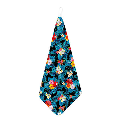 Turquoise Tropical Hawaii Pattern Print Hand Towel
