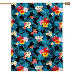 Turquoise Tropical Hawaii Pattern Print House Flag