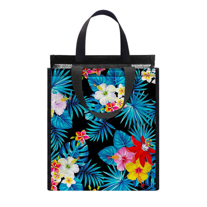 Turquoise Tropical Hawaii Pattern Print Insulated Lunch Tote