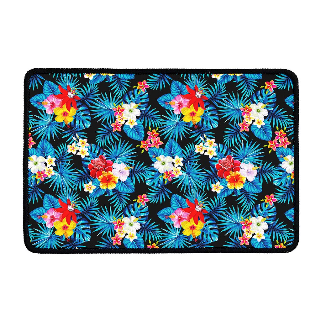 Turquoise Tropical Hawaii Pattern Print Kitchen Mat