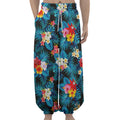 Turquoise Tropical Hawaii Pattern Print Lantern Pants