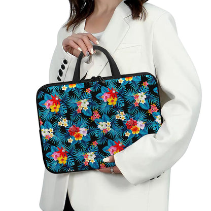 Turquoise Tropical Hawaii Pattern Print Laptop Sleeve With Handle